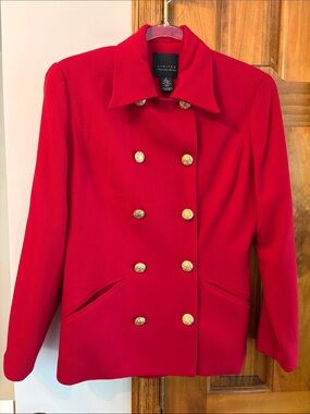 The Limited Red Double-Breasted Blazer with Gold Buttons